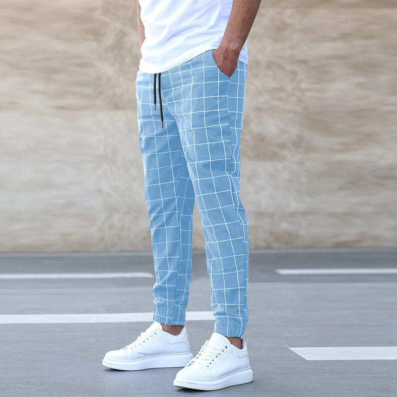 ๐งต Men's Fashion Plaid Print Drawstring Trousers