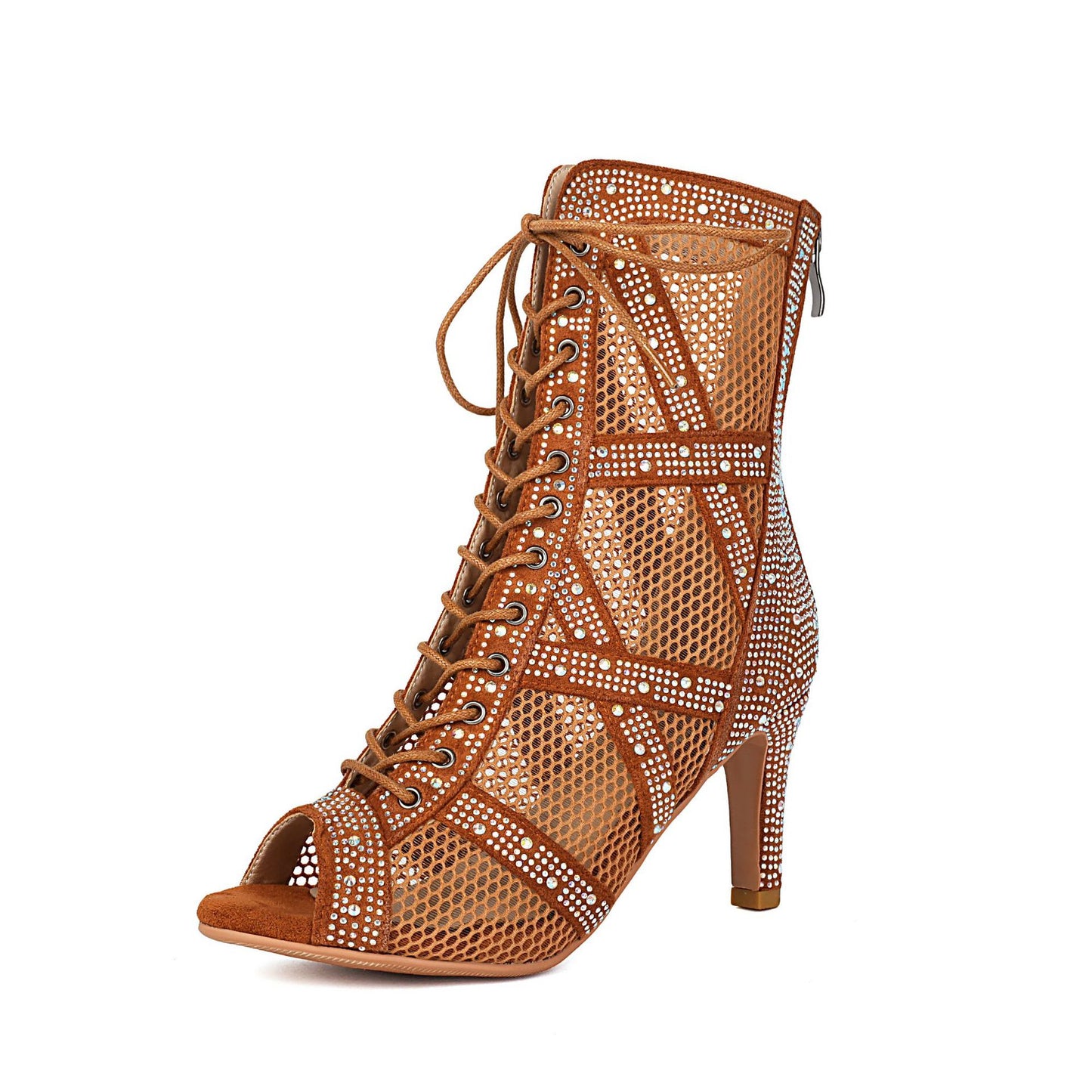 Women's Sparkling Rhinestone Mesh High Heels – Satin Dance & Evening Shoes