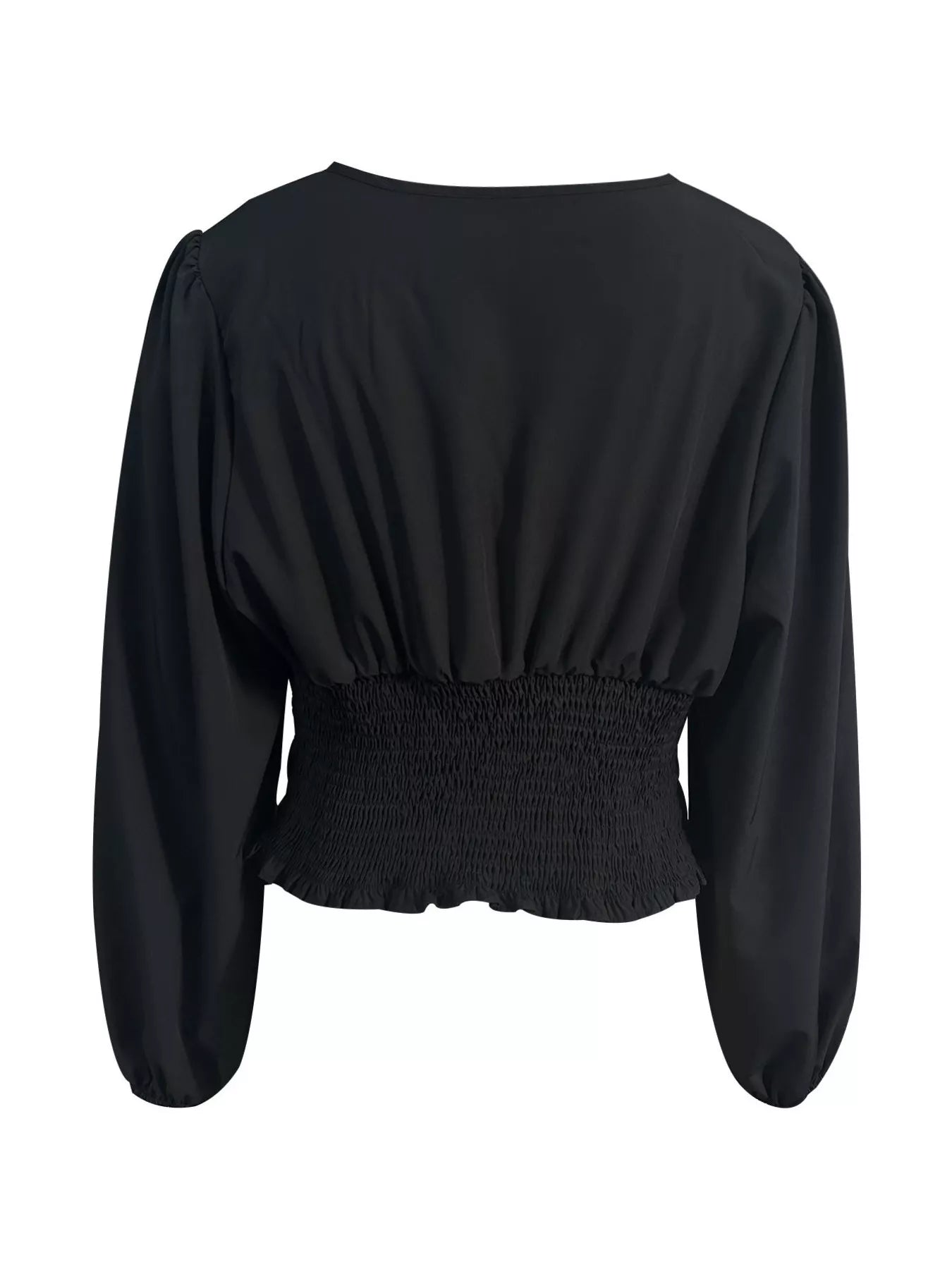 V-Neck Ruched Long Sleeve Blouse