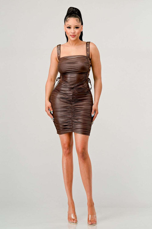ATHINA Playful soft PU mini dress