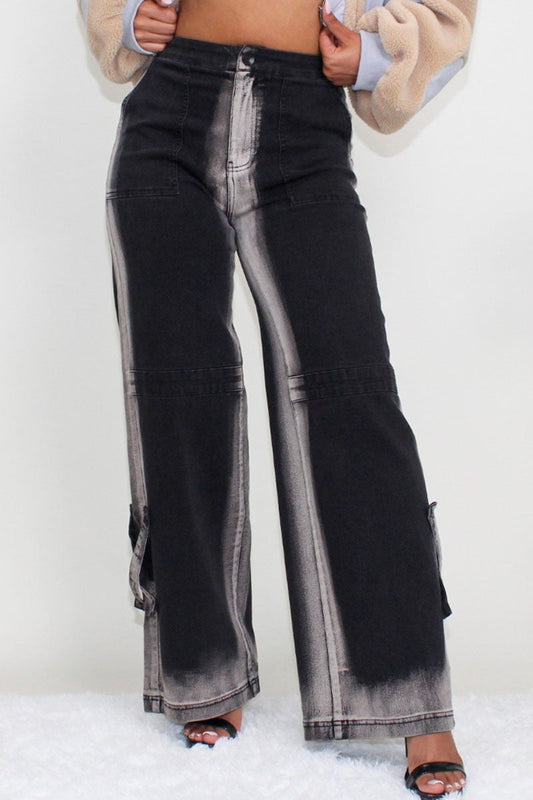 WHIMSY BLACK LINE WASHED CASUAL DENIM JEANS