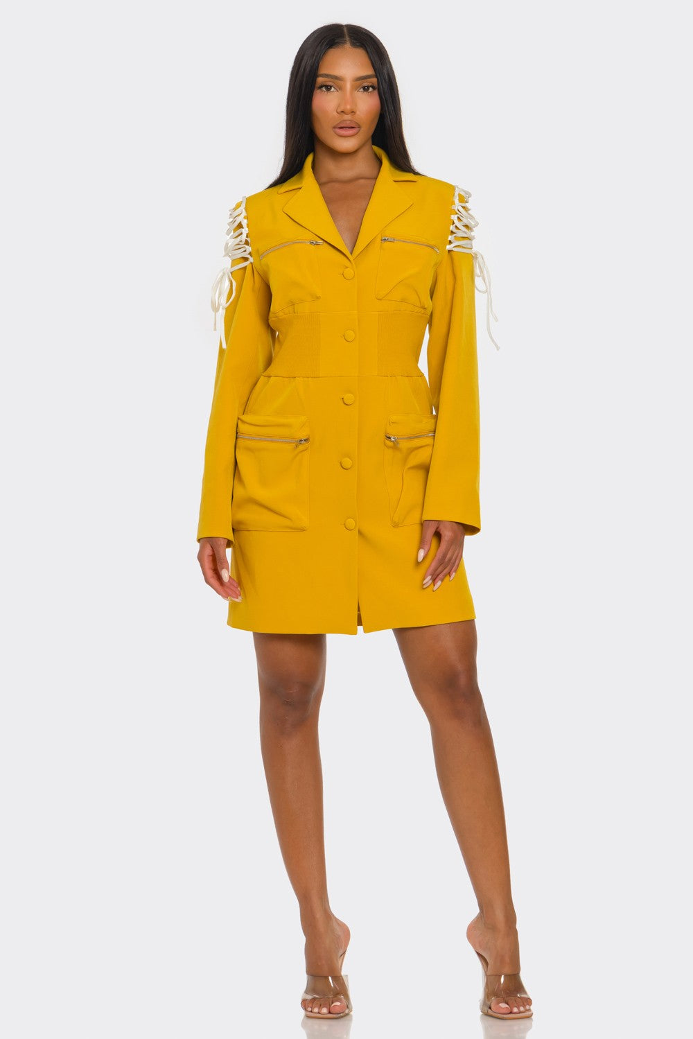 Savina Utility Lace-Up Blazer Dress
