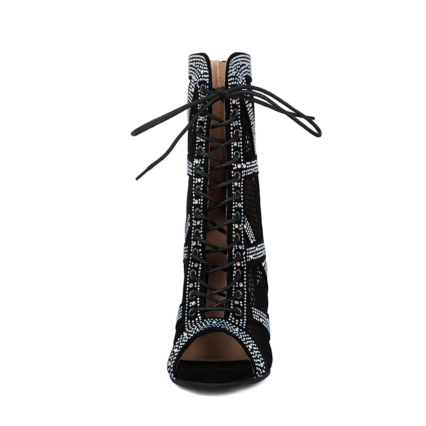 Women's Sparkling Rhinestone Mesh High Heels – Satin Dance & Evening Shoes