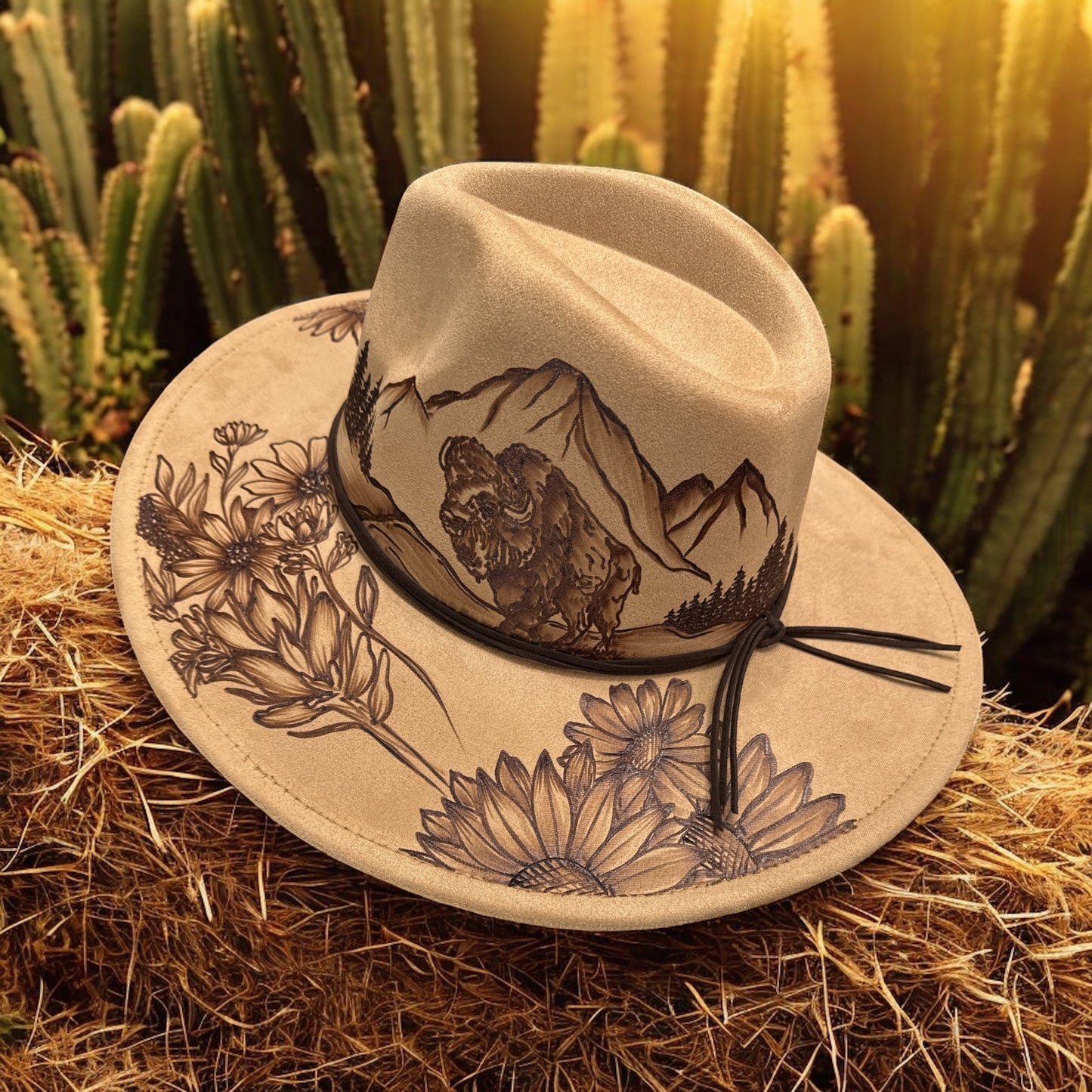 Western Summer - Burned Wide Brim Fedora