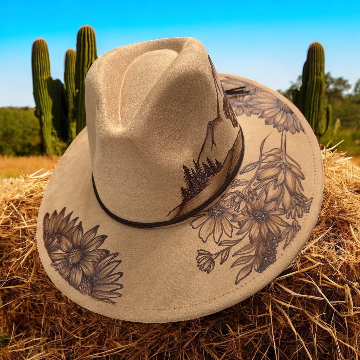 Western Summer - Burned Wide Brim Fedora