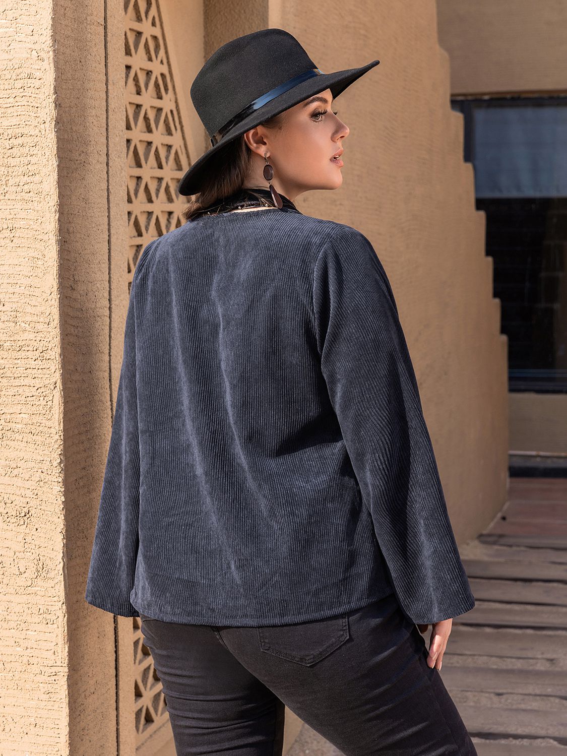 Plus Size Embroidered Open Front Jacket See size chart under “more details”