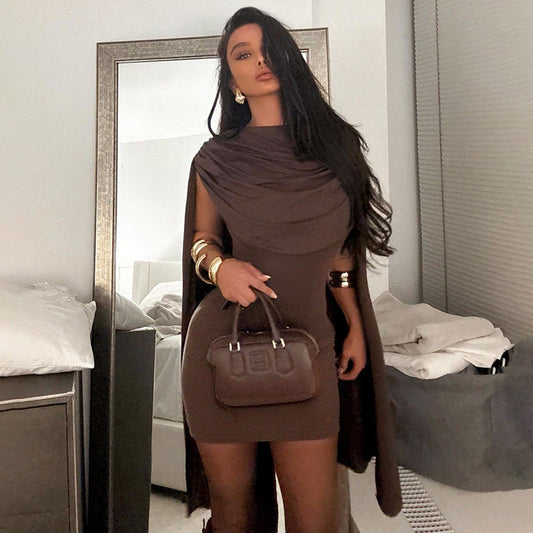 Women Clothing Slim Fit Swing Collar Design Sleeveless Sexy Dress