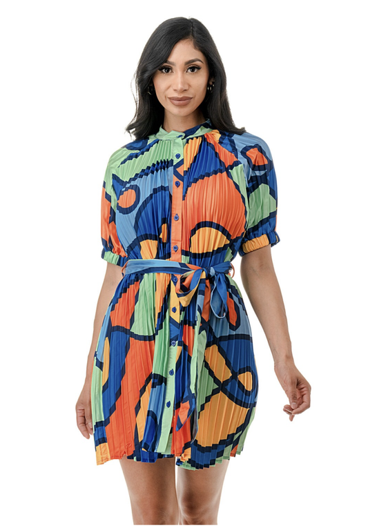 Pleated Shirt Dress