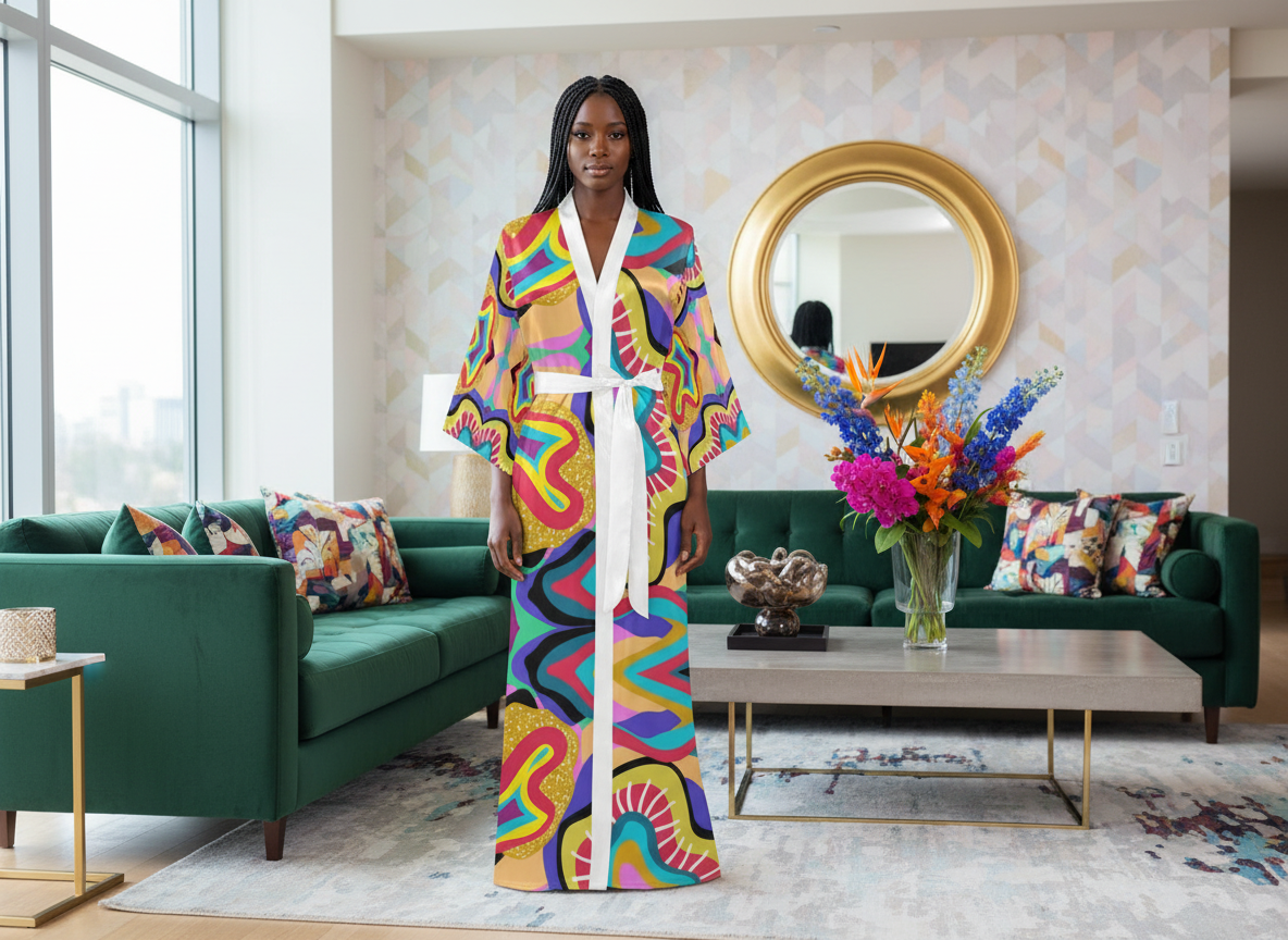 ABEILLE CREATIONS- Queen Cleopatra -Long Kimono Robe
