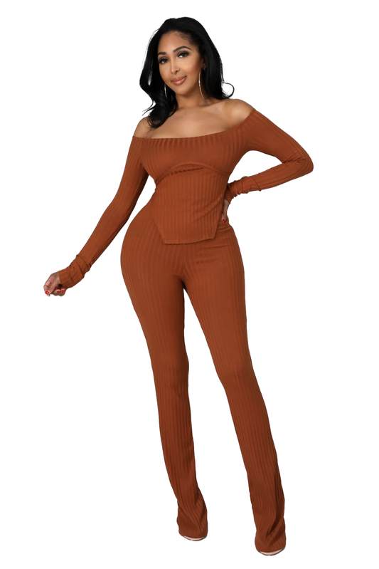 2 PC Off the Shoulder Cropped Top Set {Tall Girl Friendly}