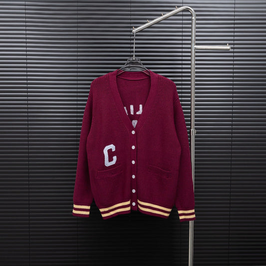 Celine Leather Logo Cardigan