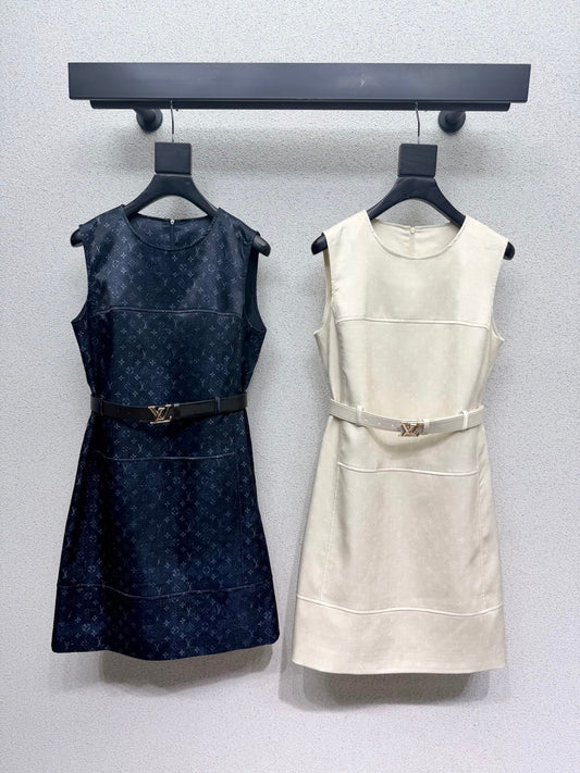 LV Monogram Sleeveless Dress W/Belt