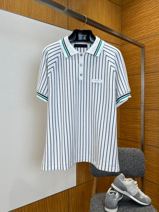 LV Striped Knit Short-Sleeve Shirt