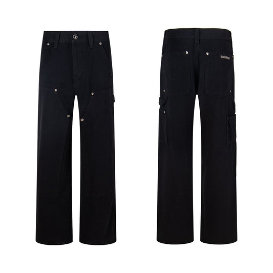 CH Logging Patchwork Leather Washed Jeans