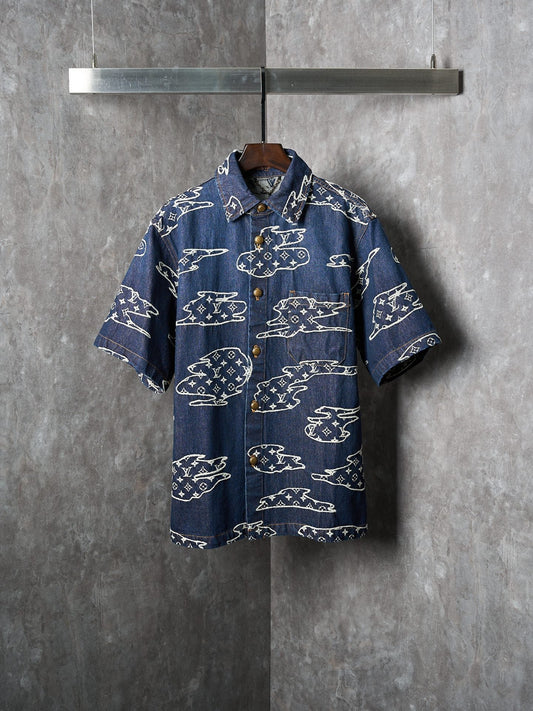 LV Cloud Jacquard Denim short sleeve shirt
