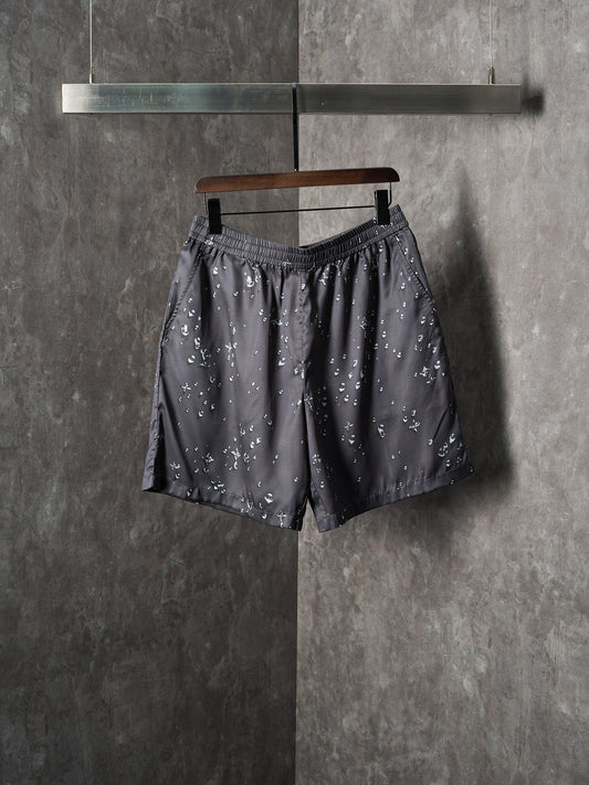 LV MONOGRAM Full-width Raindrop Print Mulberry Silk Shorts