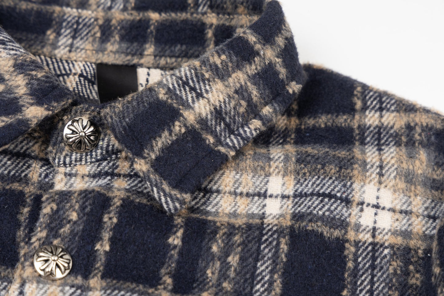 Chrome Heart leather label embroidered wool Shirt