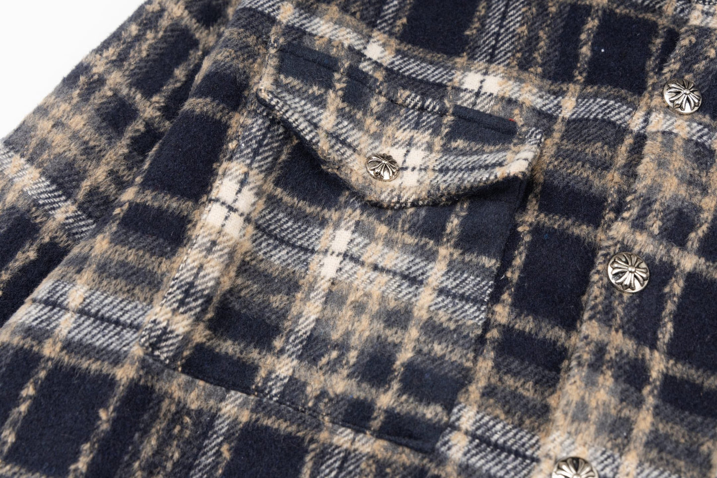 Chrome Heart leather label embroidered wool Shirt
