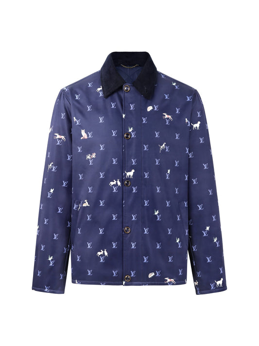 LV Corduroy Lapel Animal Print Jacket