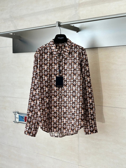 LV Monogram Long-Sleeved Silk Shirt
