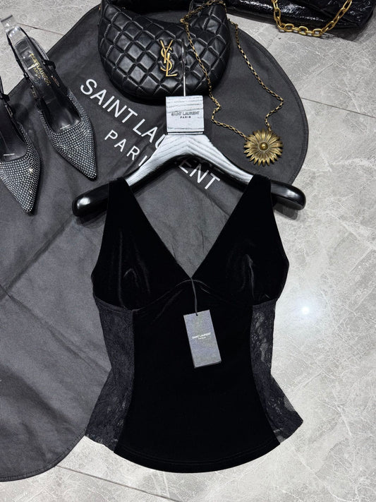 Women's YSL Lace Velvet Top