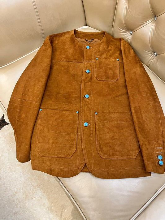 LV GoatSkin Suede Genuine Leather Jacket