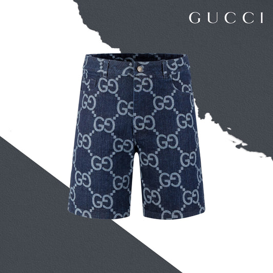 Gucci Cable Knit All over washed denim shorts