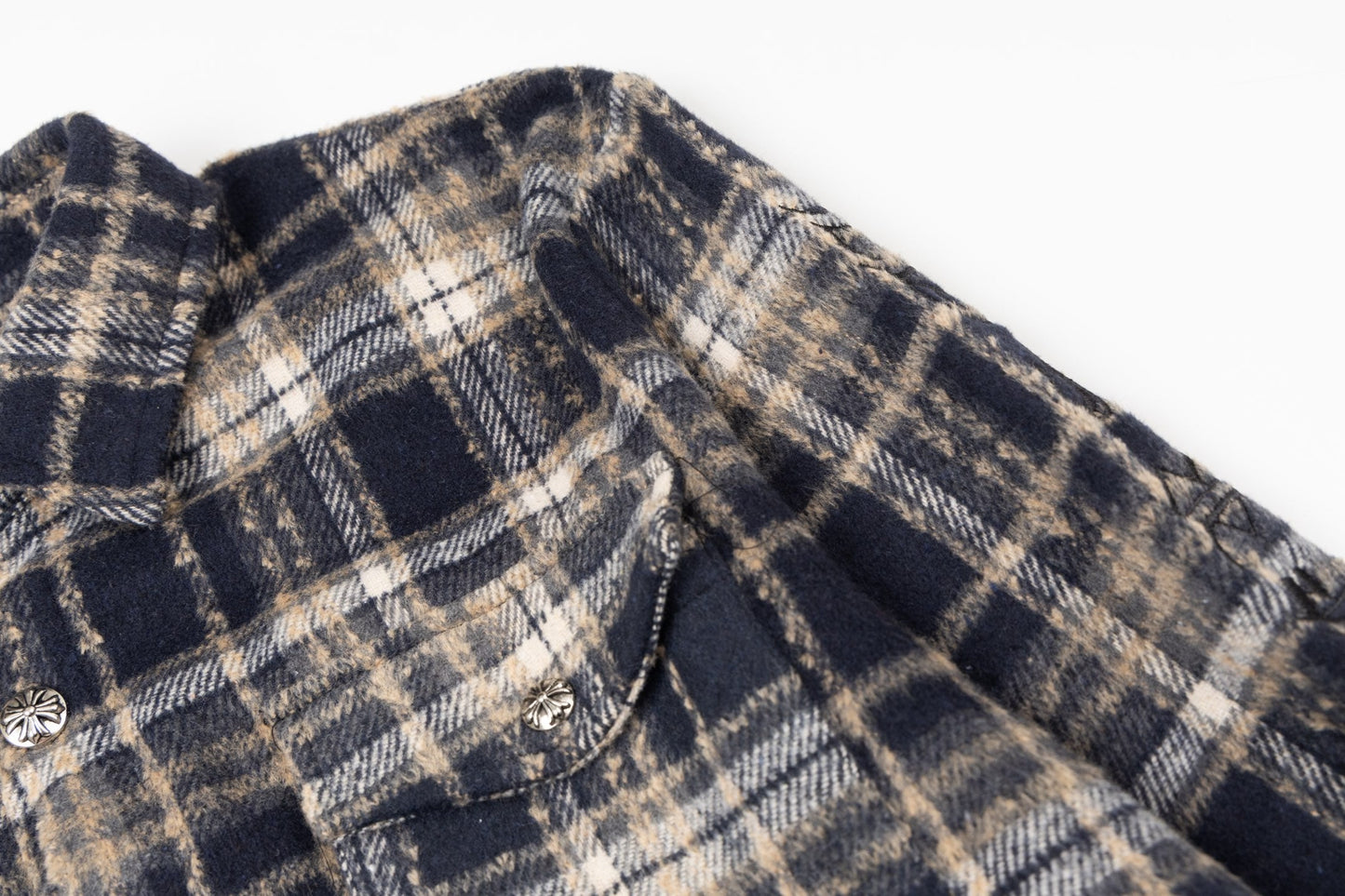 Chrome Heart leather label embroidered wool Shirt