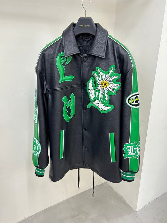 LV Embroidered Baseball Jacket
