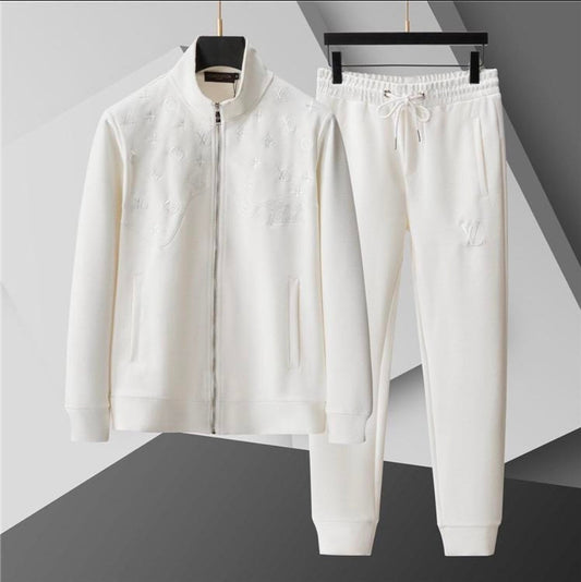 LV Embroidered White Tracksuit
