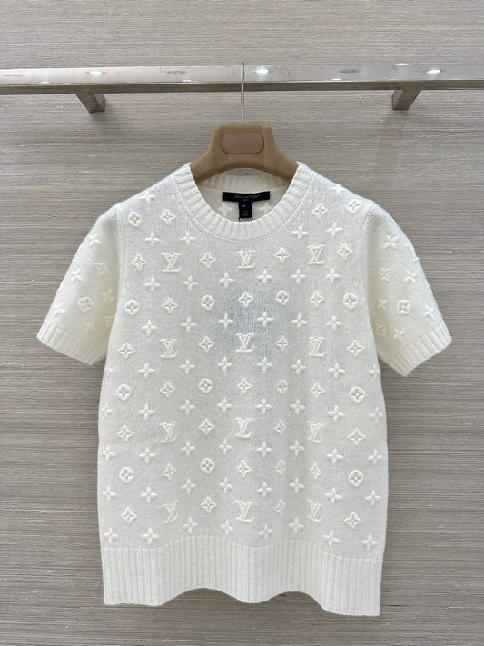 LV 3D MONOGRAM embroidered knit short-sleeved Shirt