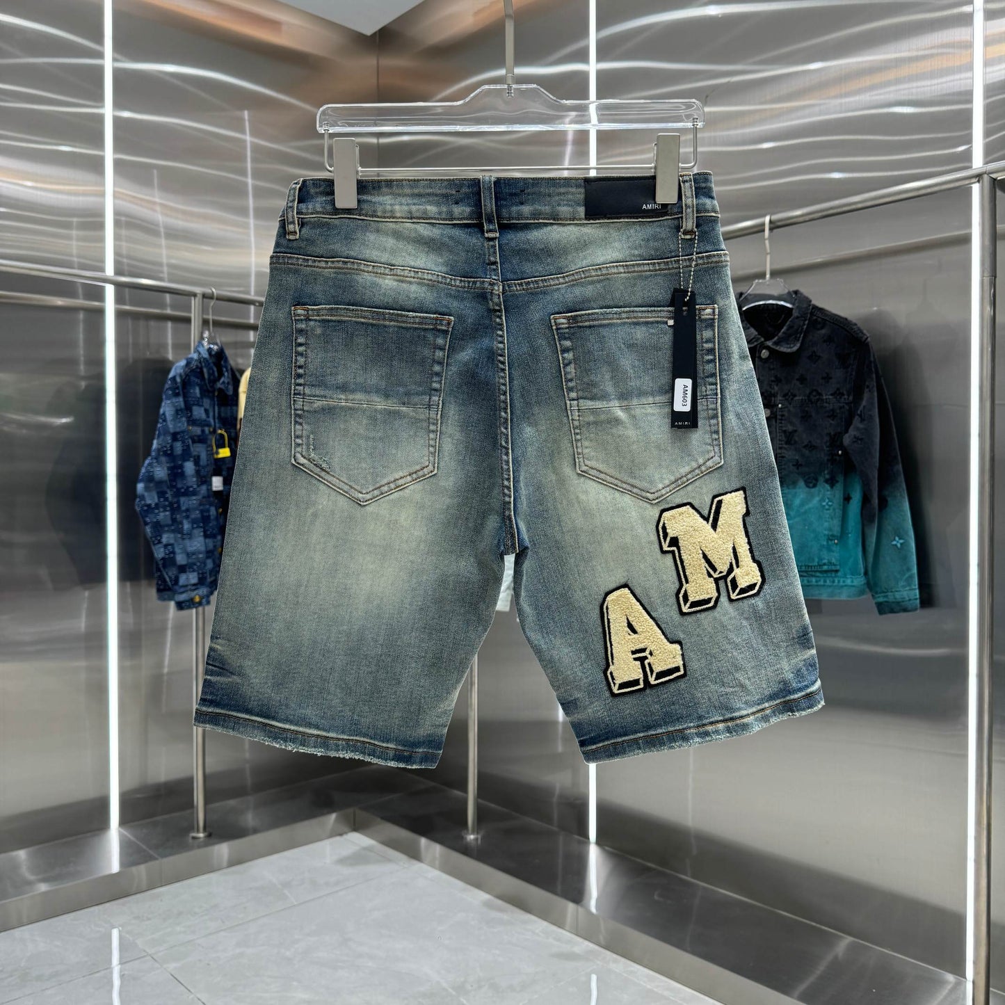 Amiri Embroidered Denim Shorts