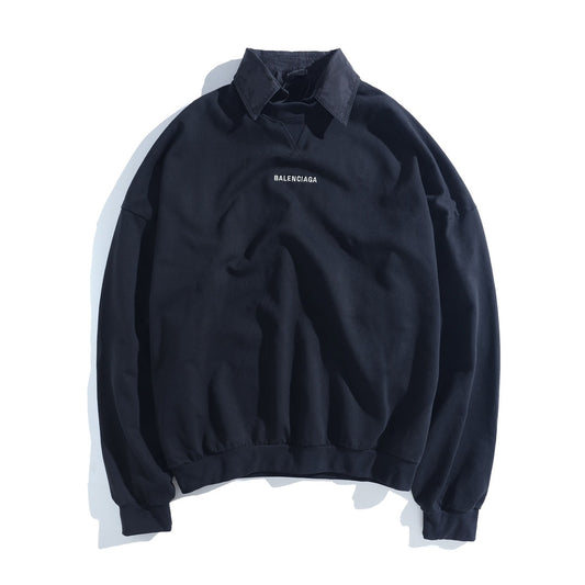 Balenciaga Two-Piece Shirt Collar Classic Letter Embroidered Sweatshirt Jacket