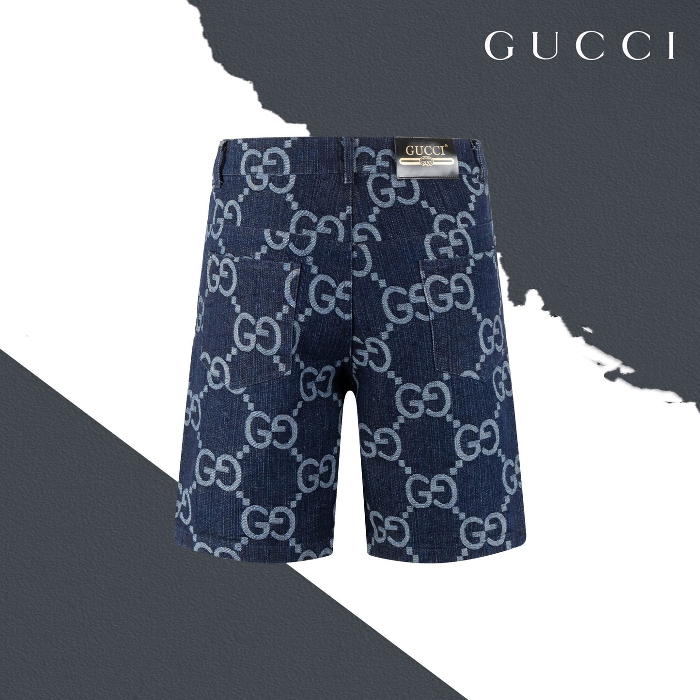 Gucci Cable Knit All over washed denim shorts