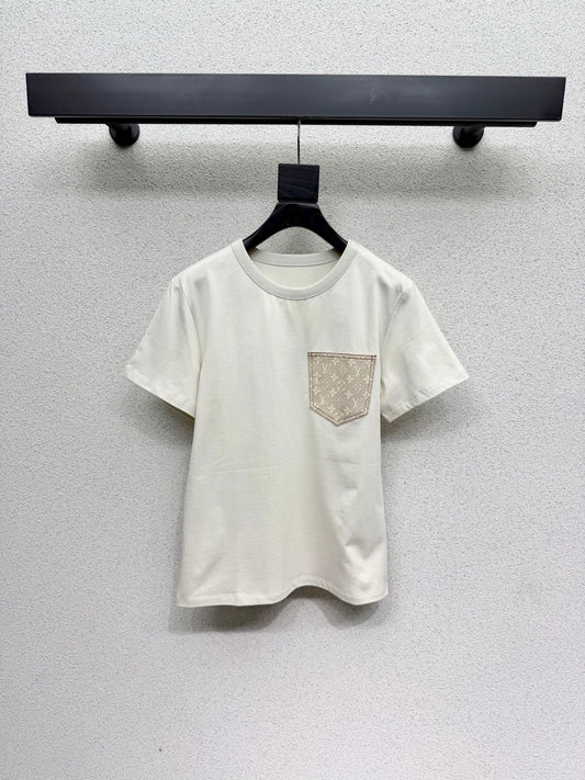 LV Monogram Print Pocket T-Shirt - Women's