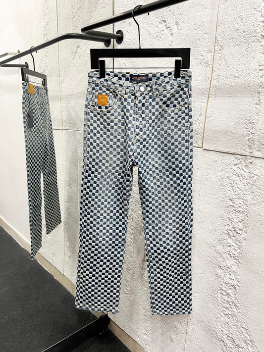 LV Checkerboard Denim Jeans