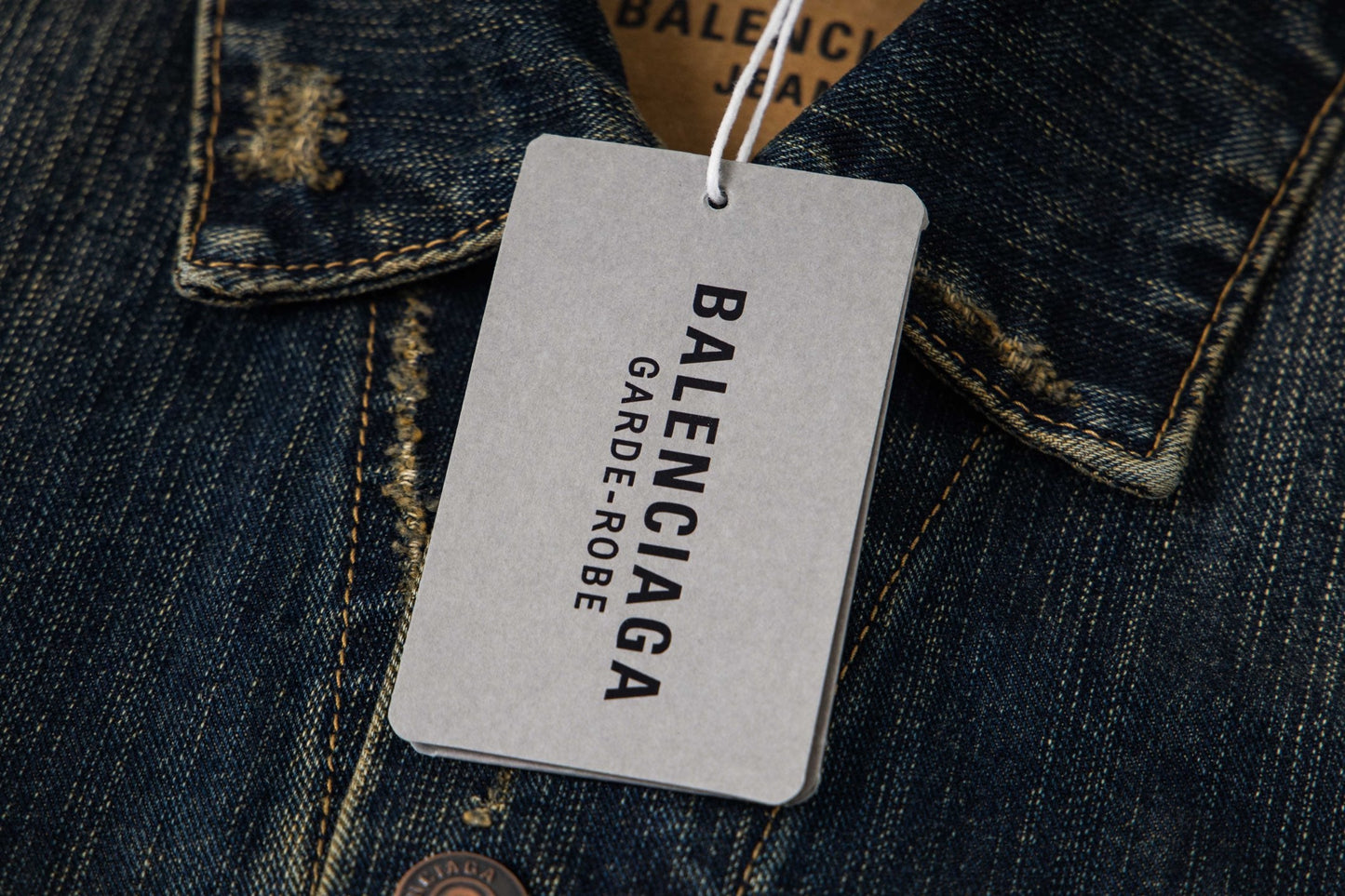 Balenciaga Distressed and Ripped Loose Fit Denim Vest Jacket